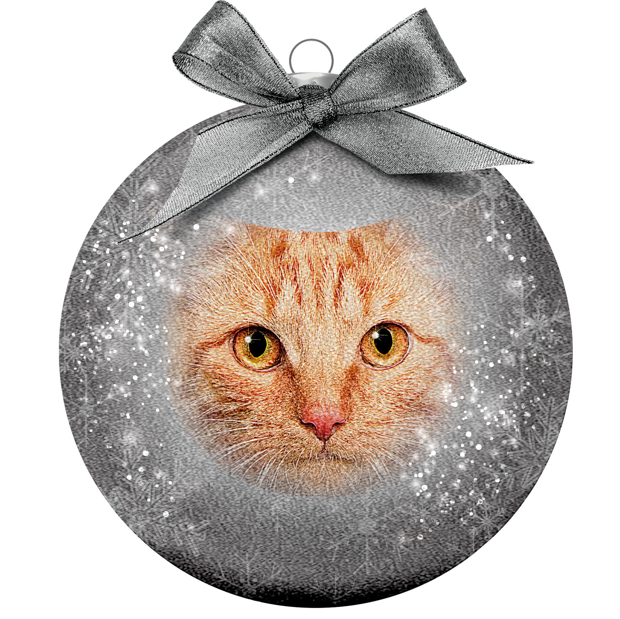 Plenty Gifts Bauble Xmas Frosted Red Cat Eyes