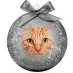 Bauble Xmas Frosted Red Cat Eyes