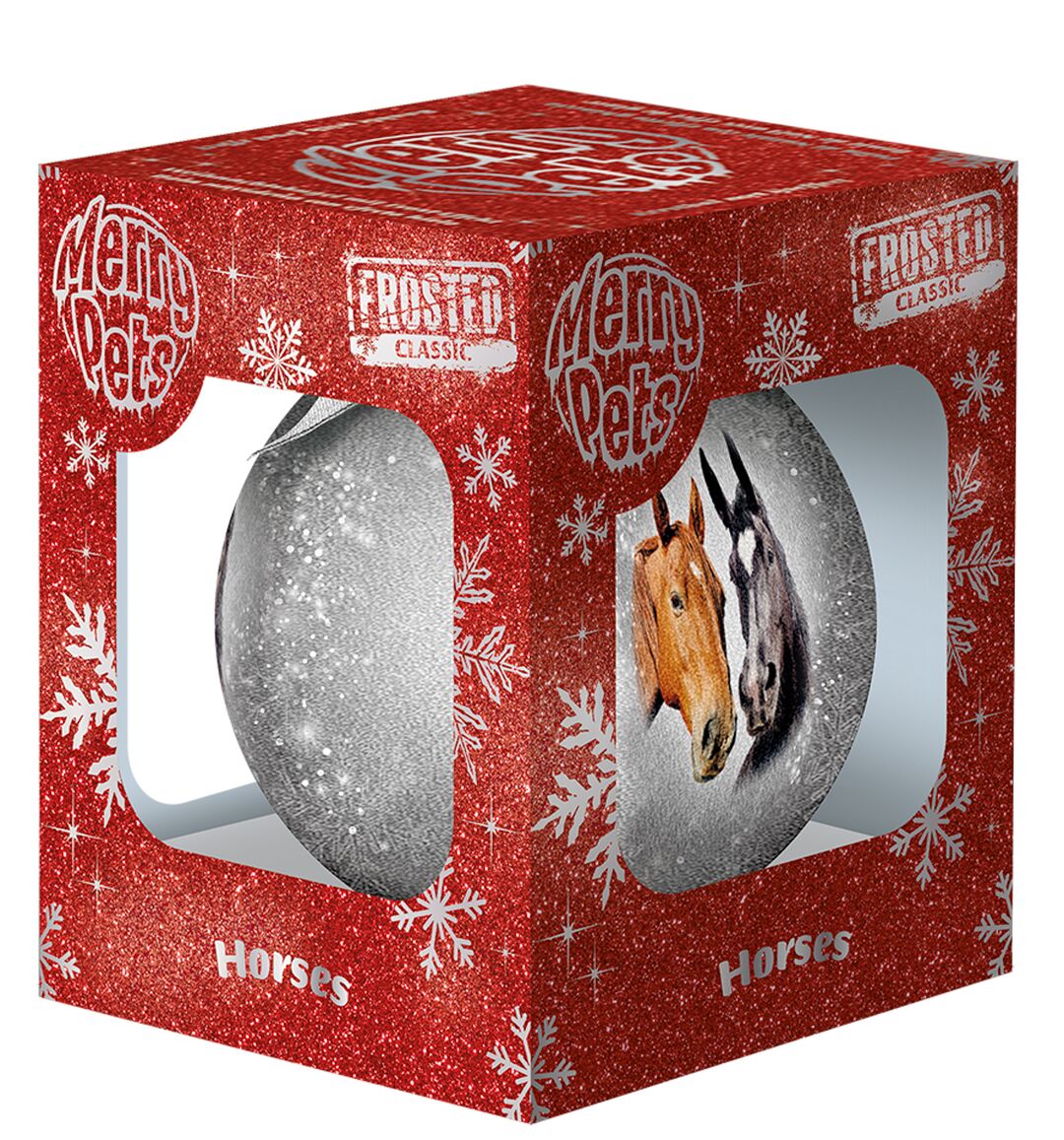 Plenty Gifts Bauble Xmas Frosted Horse