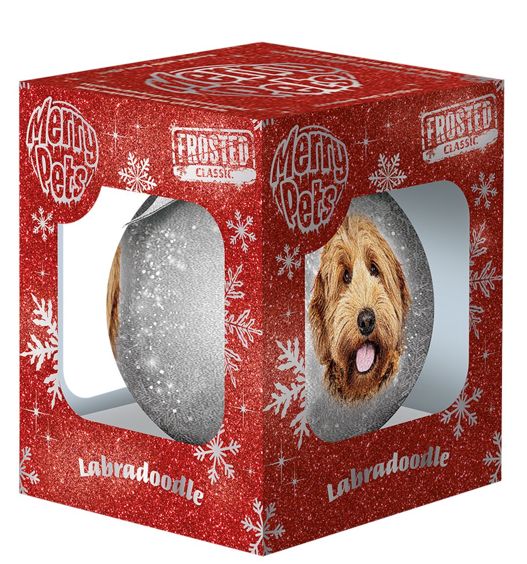 Plenty Gifts Bauble Xmas Frosted Labradoodle