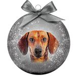 Bauble Xmas Frosted Dachshund