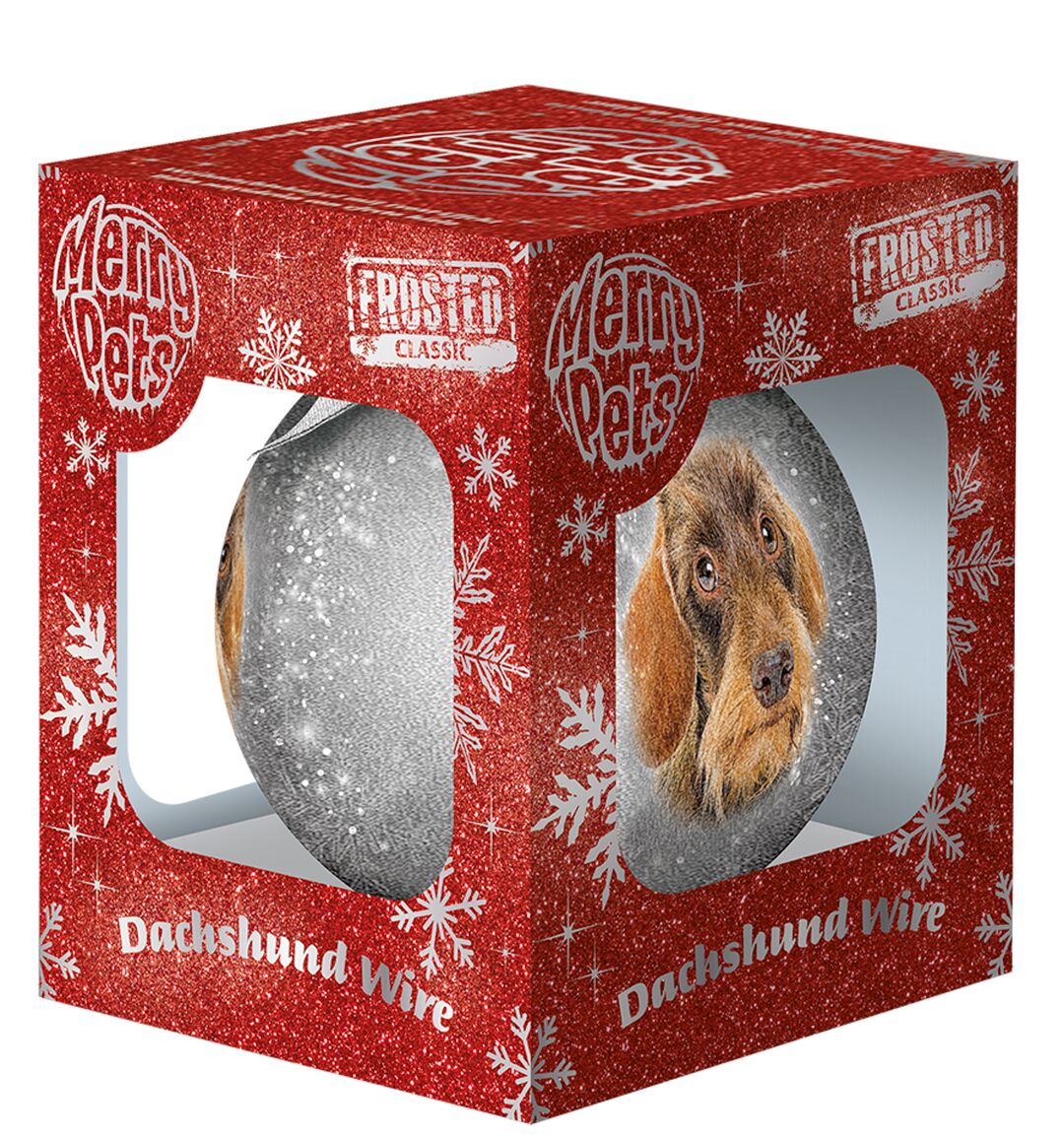 Plenty Gifts Bauble Xmas Frosted Dachshund Wire