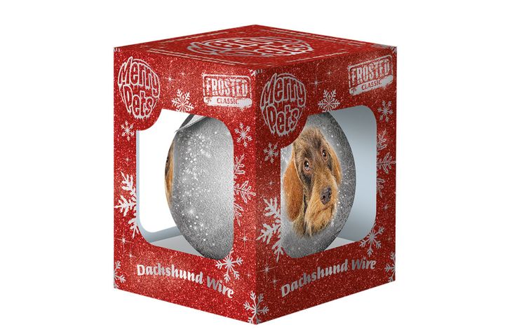 Plenty Gifts Bauble Xmas Frosted Dachshund Wire