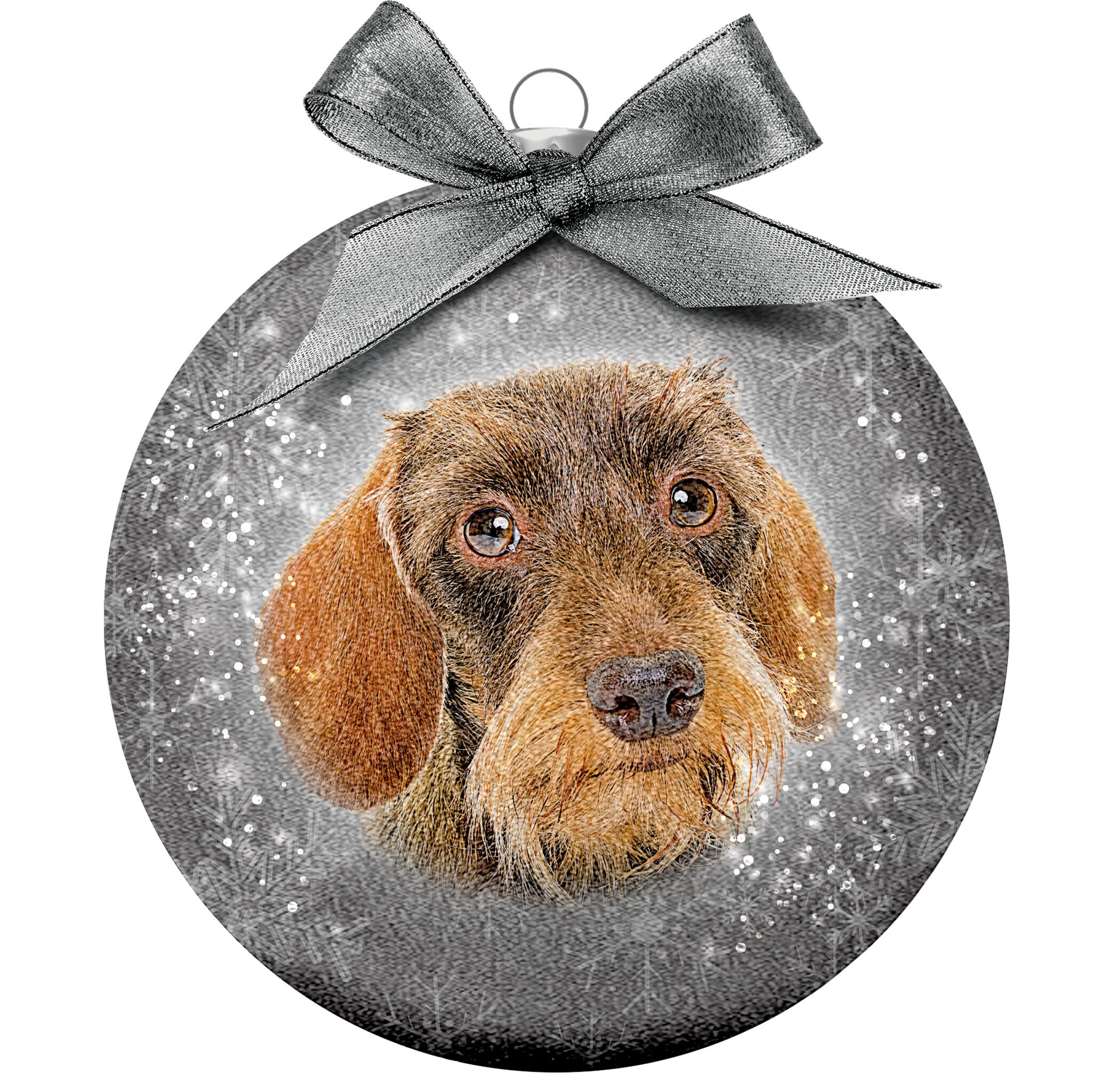Plenty Gifts Bauble Xmas Frosted Dachshund Wire