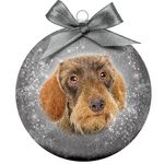 Bauble Xmas Frosted Dachshund Wire