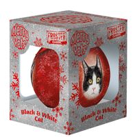 Plenty Gifts Bauble Xmas Frosted Cat Black&White