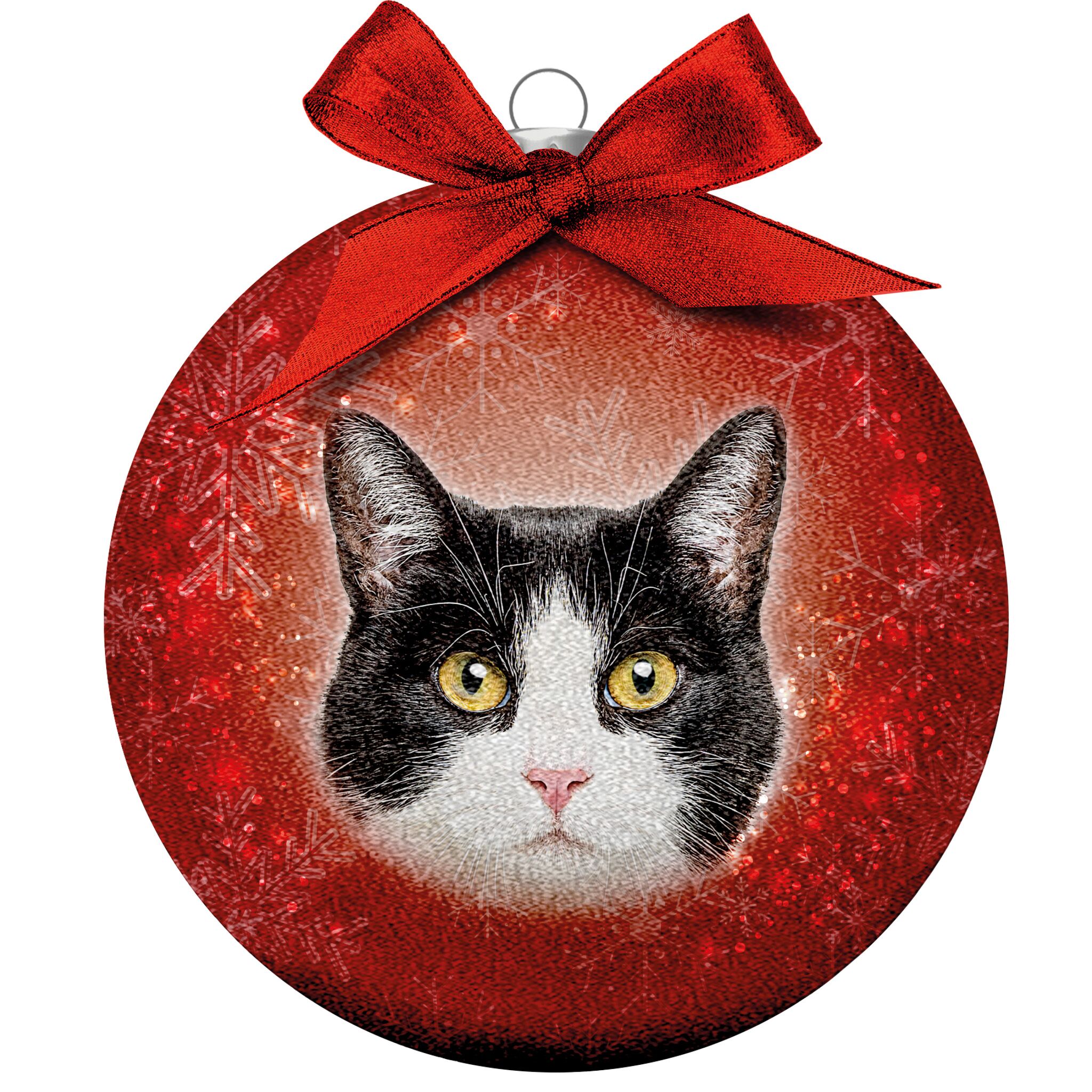 Plenty Gifts Bauble Xmas Frosted Cat Black&White