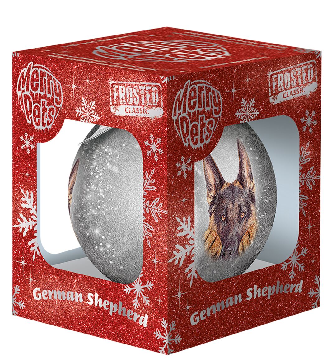 Plenty Gifts Bauble Xmas Frosted German Shepherd
