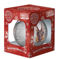 Plenty Gifts Bauble Xmas Frosted German Shepherd