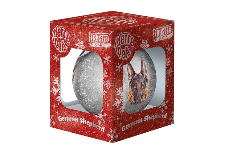 Plenty Gifts Bauble Xmas Frosted German Shepherd