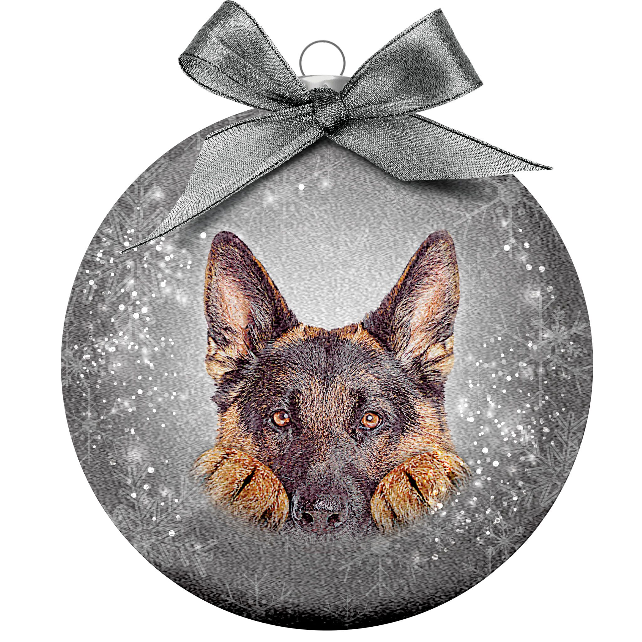 Plenty Gifts Bauble Xmas Frosted German Shepherd