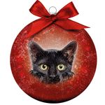 Bauble Xmas Frosted Black Cat Paws