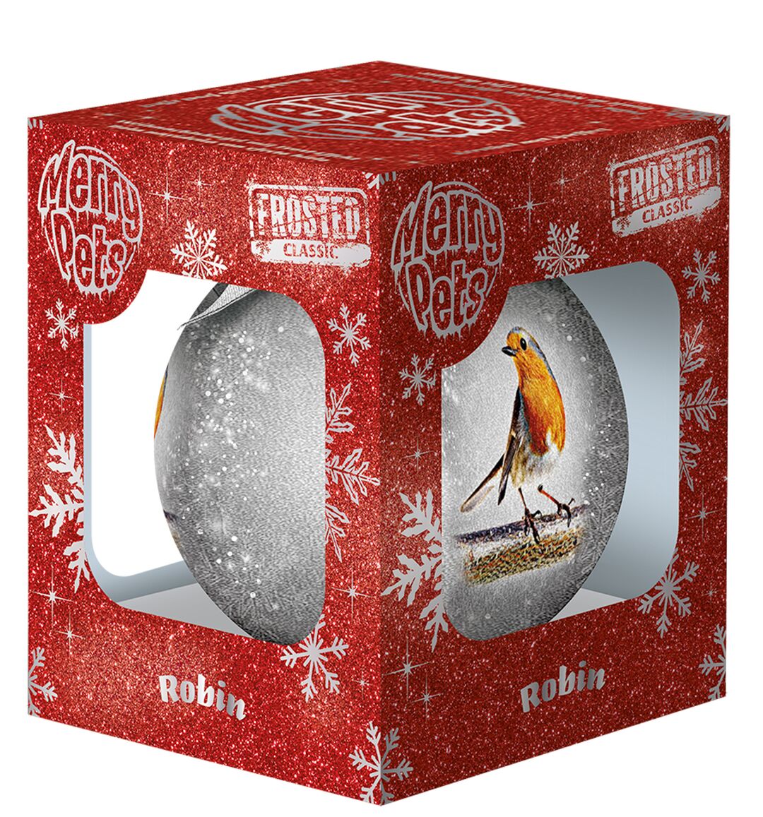 Plenty Gifts Bauble Xmas Frosted Robin
