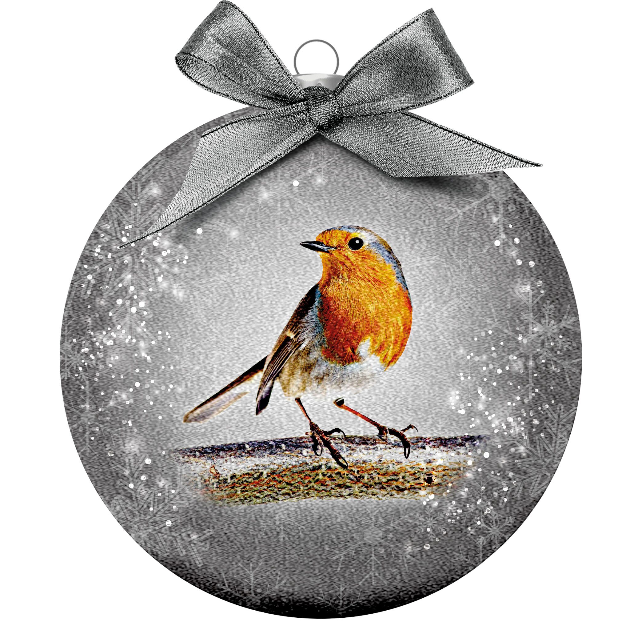 Plenty Gifts Bauble Xmas Frosted Robin