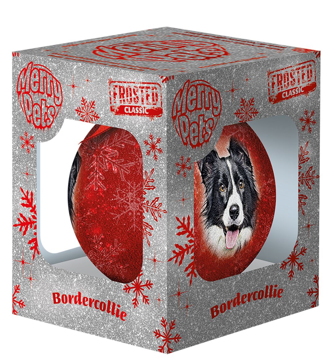 Plenty Gifts Bauble Xmas Frosted Bordercollie