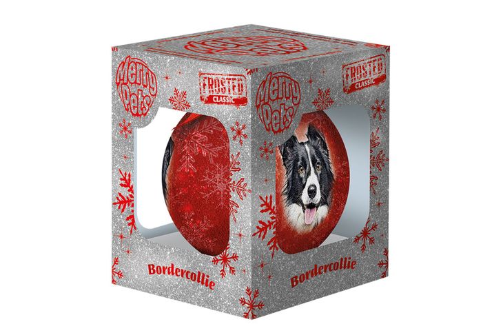 Plenty Gifts Bauble Xmas Frosted Bordercollie
