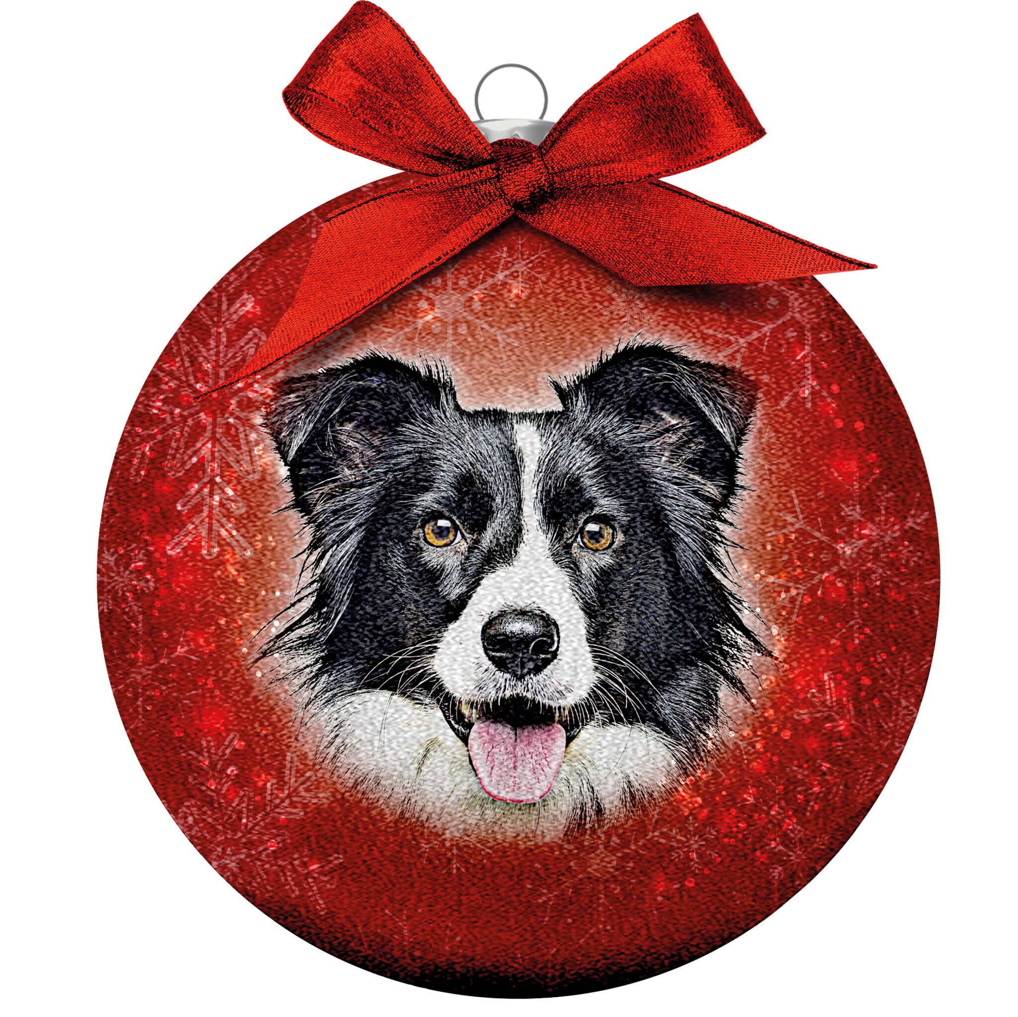 Plenty Gifts Bauble Xmas Frosted Bordercollie