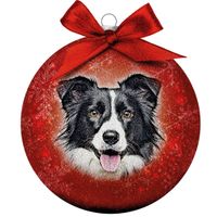 Plenty Gifts Bauble Xmas Frosted Bordercollie