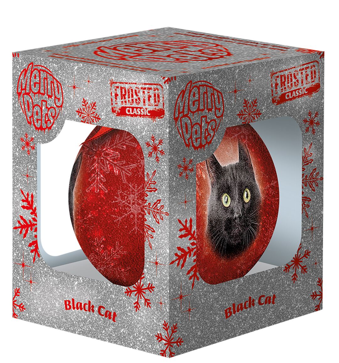 Plenty Gifts Bauble Xmas Frosted Cat Black