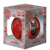 Plenty Gifts Bauble Xmas Frosted Cat Black