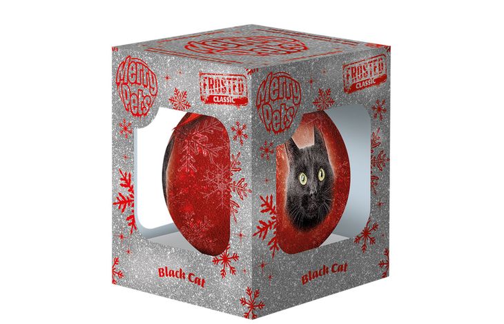 Plenty Gifts Bauble Xmas Frosted Cat Black