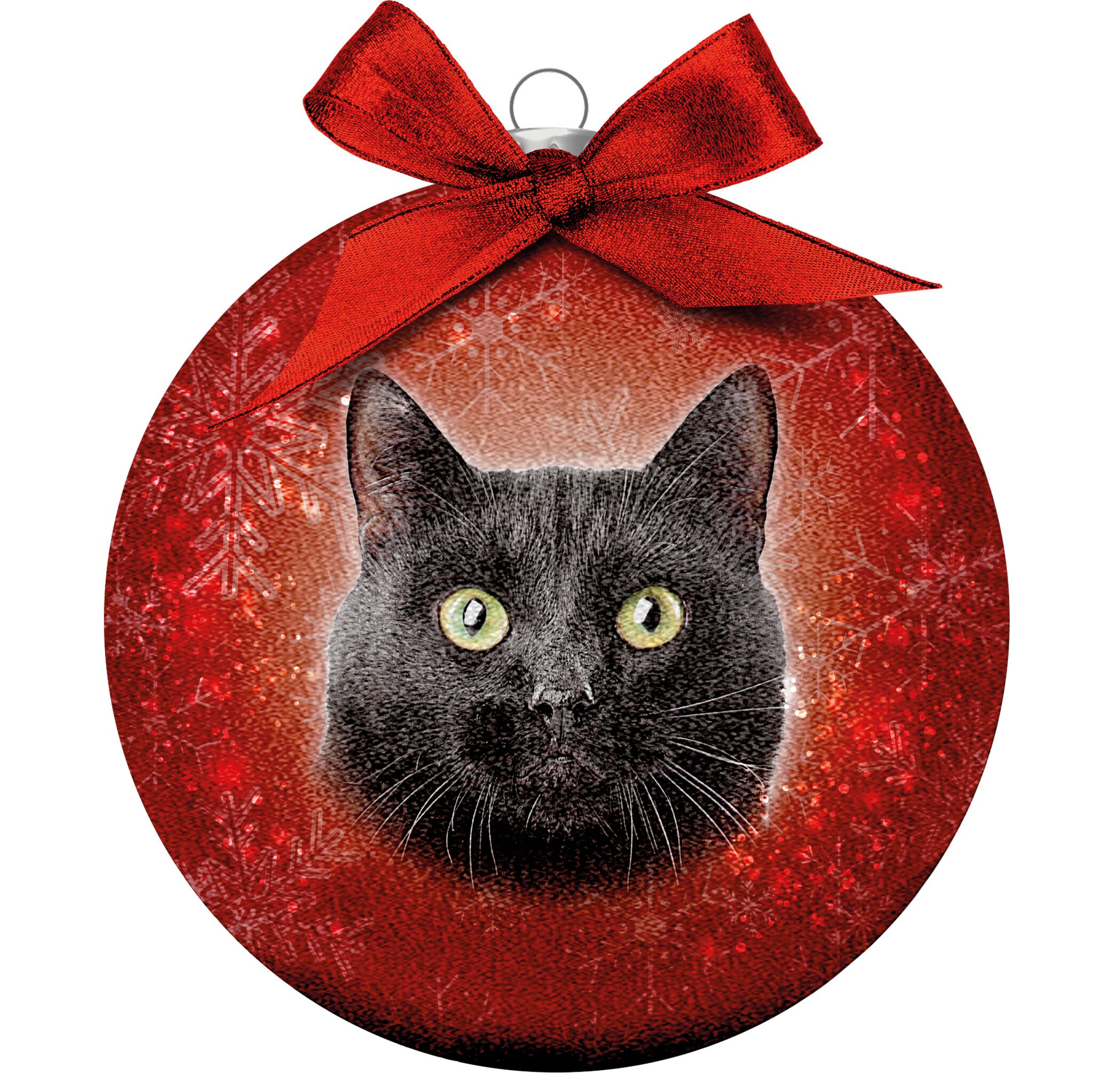 Plenty Gifts Bauble Xmas Frosted Cat Black