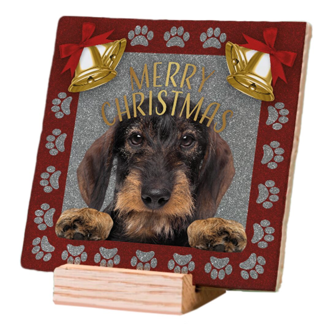 Plenty Gifts Deco Tile Xmas Dachshund Wire