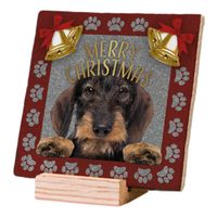 Plenty Gifts Deco Tile Xmas Dachshund Wire
