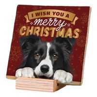 Plenty Gifts Deco Tile Xmas Border Collie