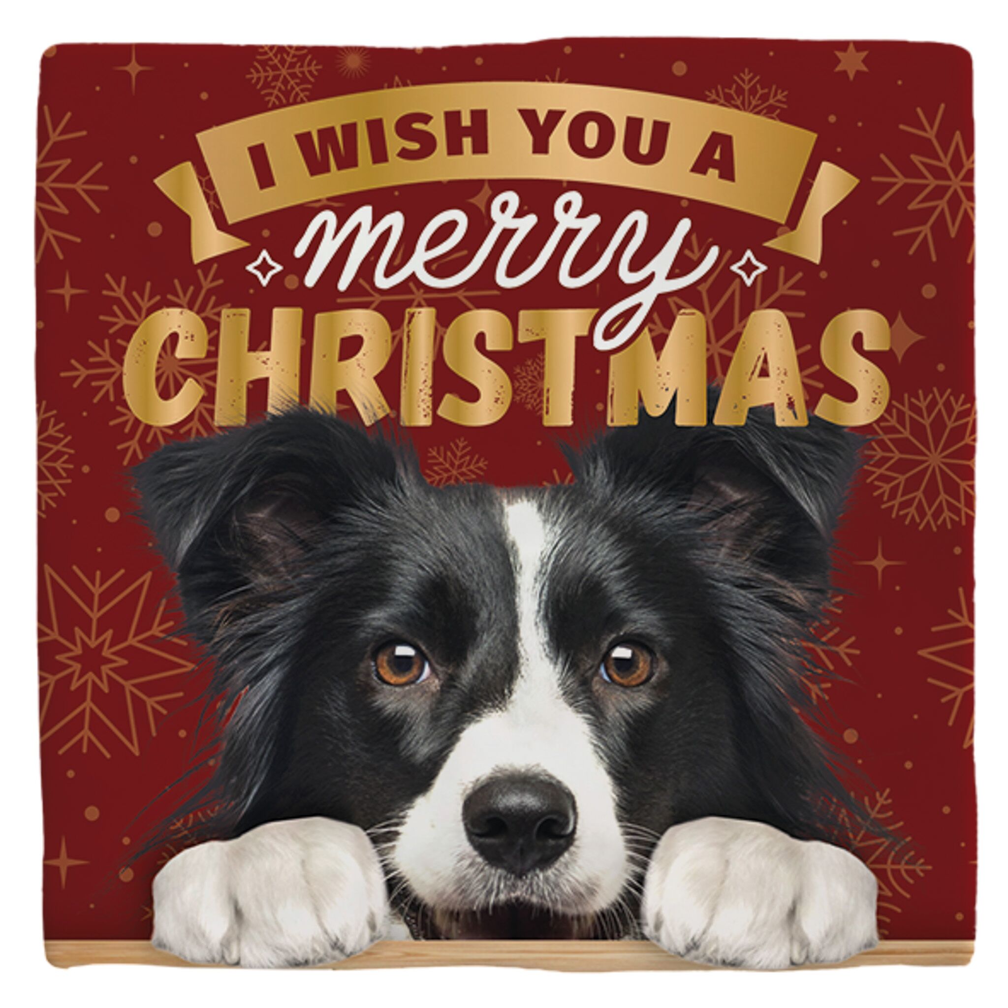 Plenty Gifts Deco Tile Xmas Border Collie