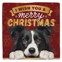 Plenty Gifts Deco Tile Xmas Border Collie