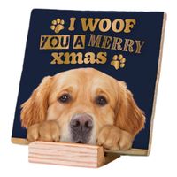 Plenty Gifts Deco Tile Xmas Golden Retriever