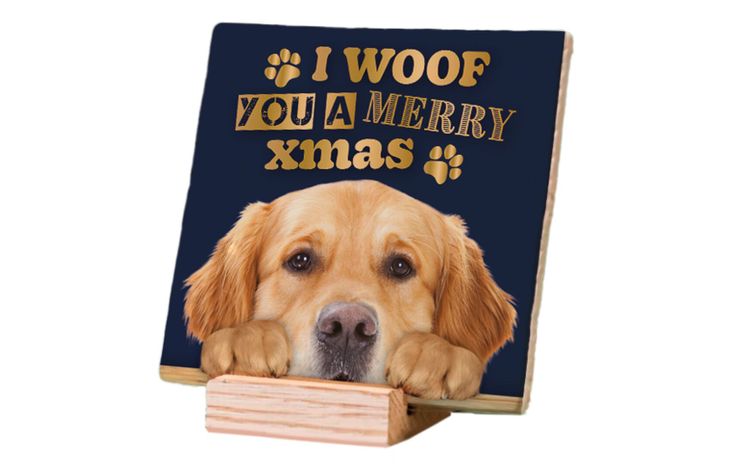 Plenty Gifts Deco Tile Xmas Golden Retriever