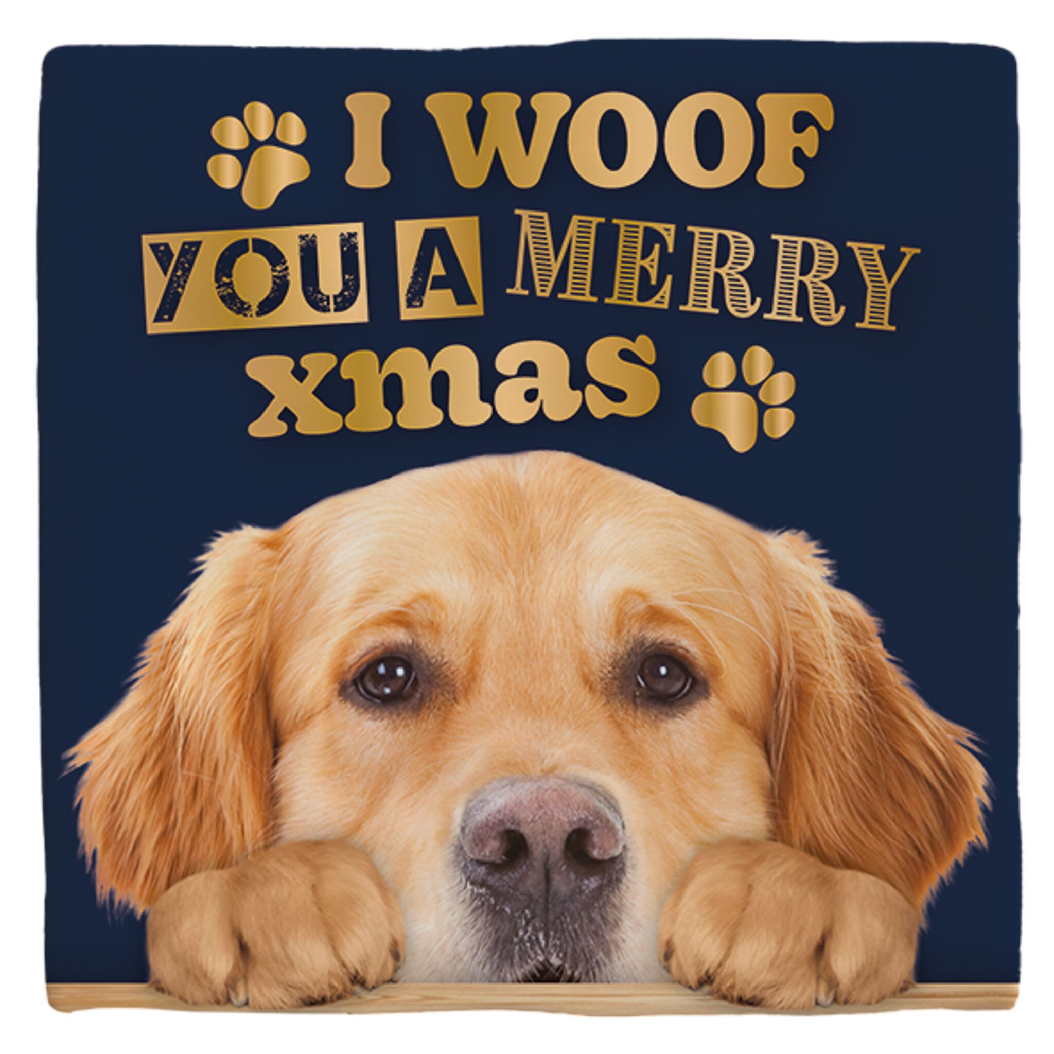 Plenty Gifts Deco Tile Xmas Golden Retriever