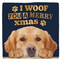 Plenty Gifts Deco Tile Xmas Golden Retriever