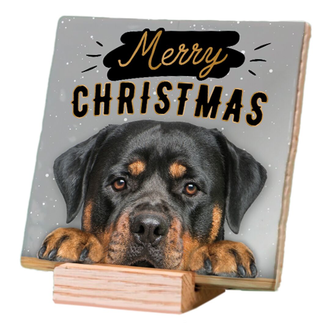 Plenty Gifts Deco Tile Xmas Rottweiler