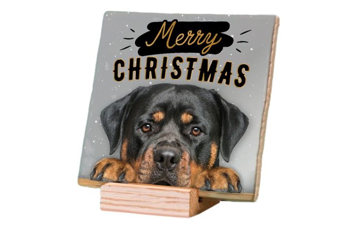 Plenty Gifts Deco Tile Xmas Rottweiler