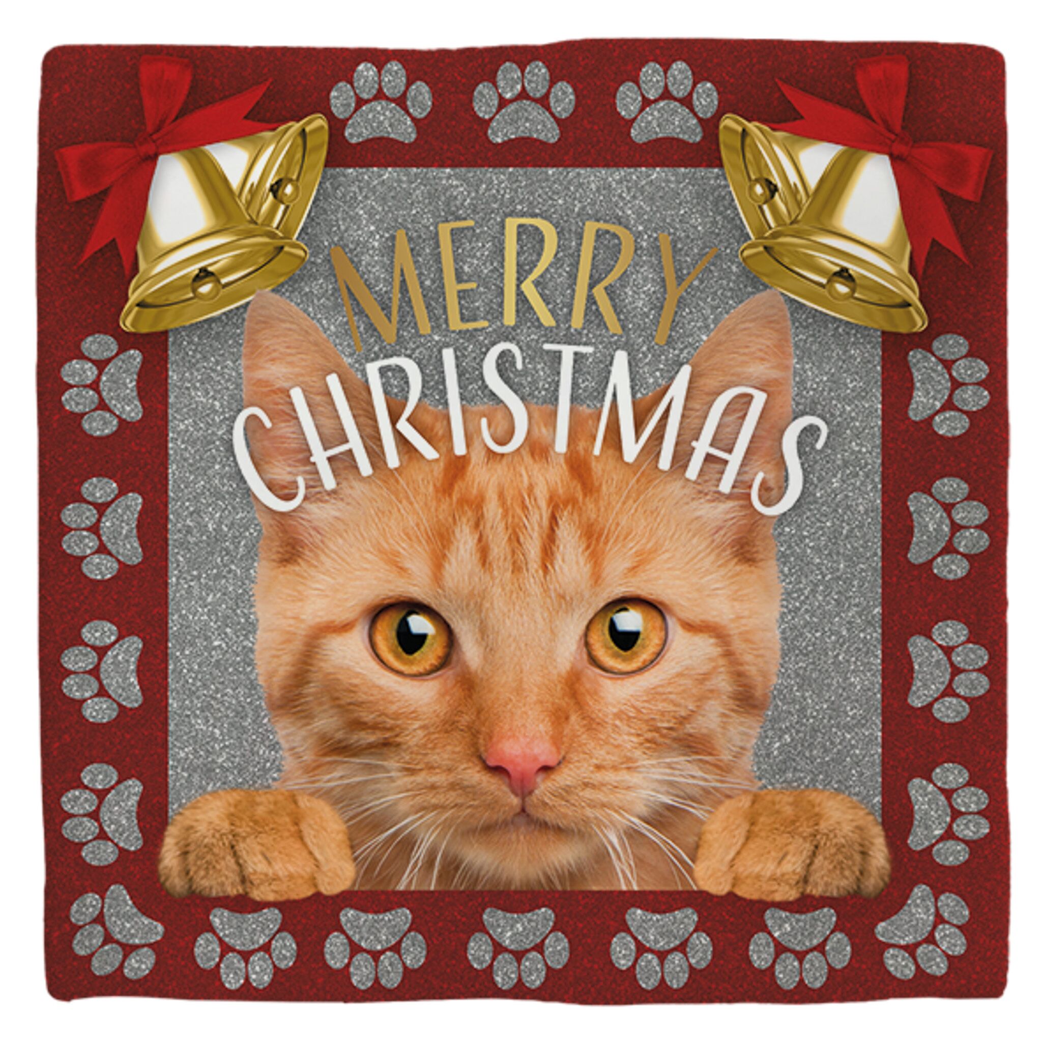 Plenty Gifts Deco Tile Xmas Cat Red