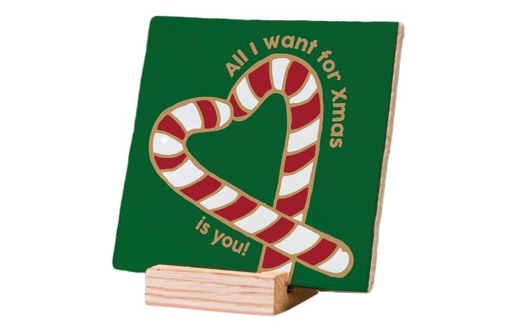Plenty Gifts Deco Tile Xmas All I Want For Xmas Candy Green