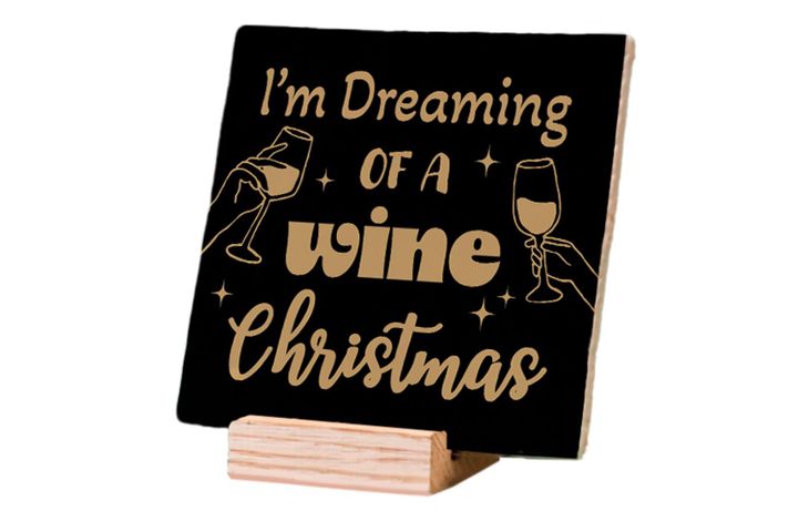 Plenty Gifts Deco Tile Xmas I'm Dreaming Wine Xmas