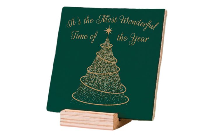 Plenty Gifts Deco Tile Xmas Most Wonderful Time Green