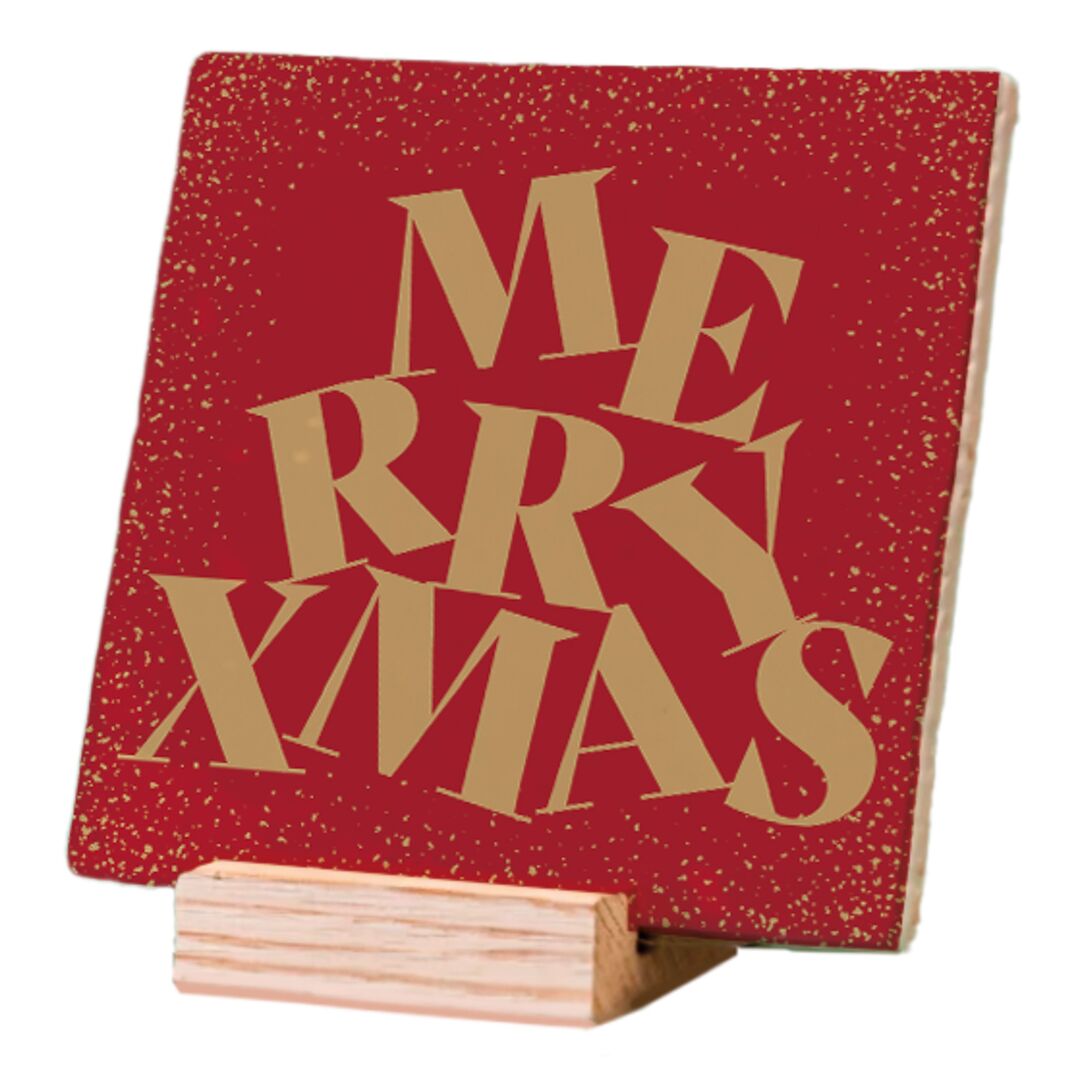 Plenty Gifts Deco Tile Xmas Merry Xmas Red
