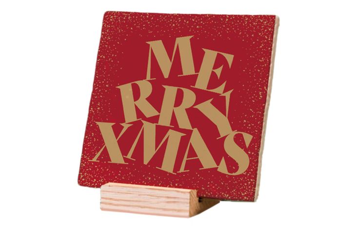 Plenty Gifts Deco Tile Xmas Merry Xmas Red