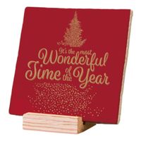 Plenty Gifts Deco Tile Xmas Most Wonderful Time Red