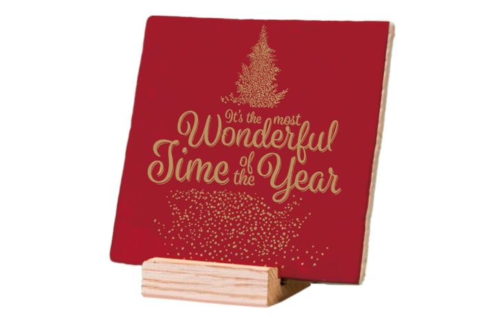 Plenty Gifts Deco Tile Xmas Most Wonderful Time Red