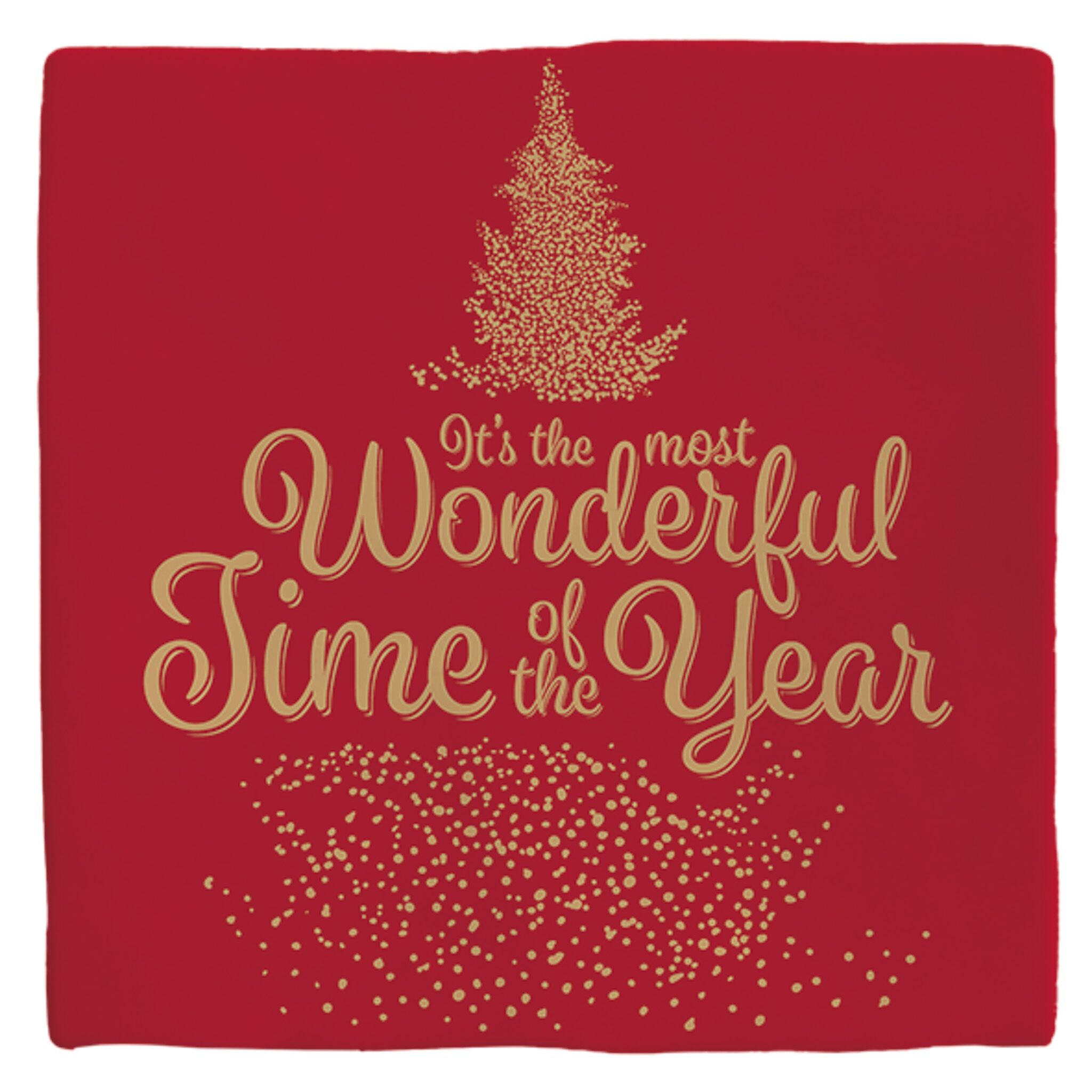 Plenty Gifts Deco Tile Xmas Most Wonderful Time Red