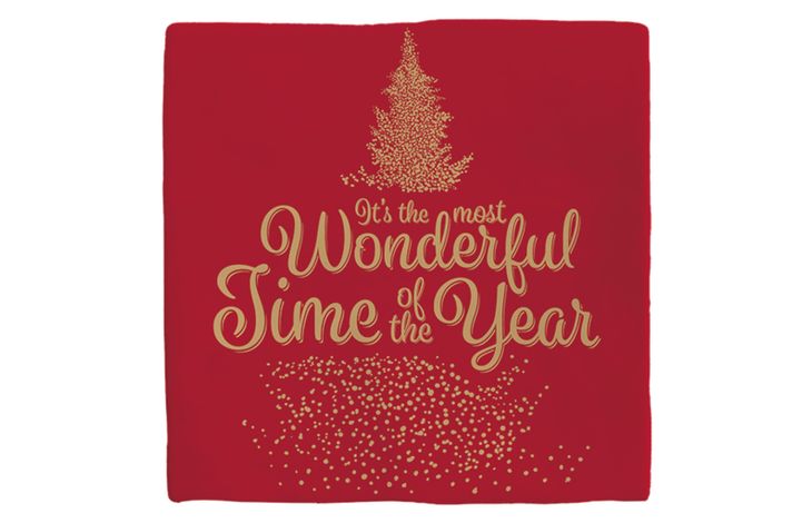 Plenty Gifts Deco Tile Xmas Most Wonderful Time Red