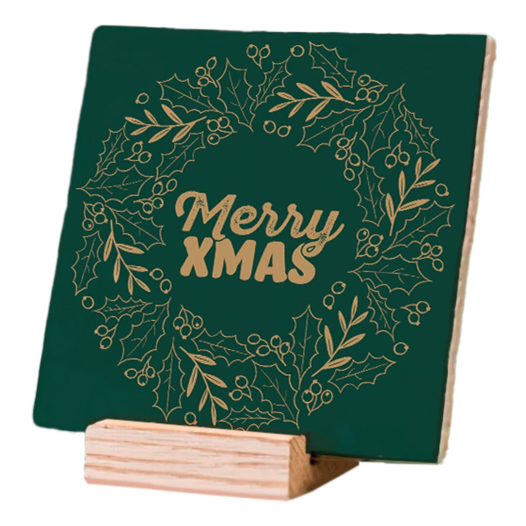 Plenty Gifts Deco Tile Xmas Merry Xmas Green