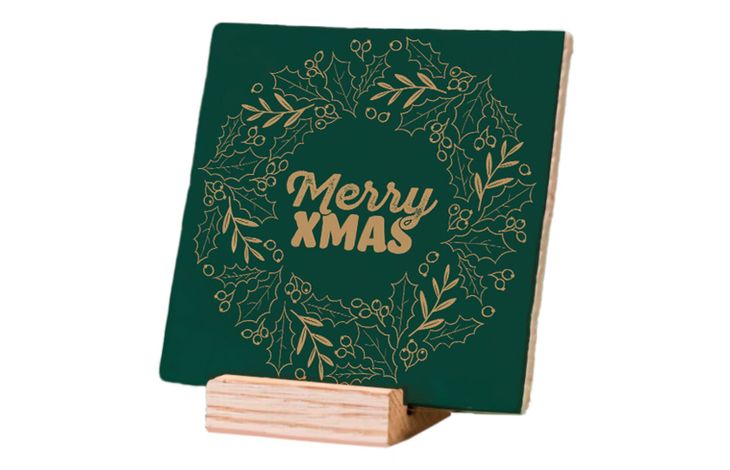 Plenty Gifts Deco Tile Xmas Merry Xmas Green