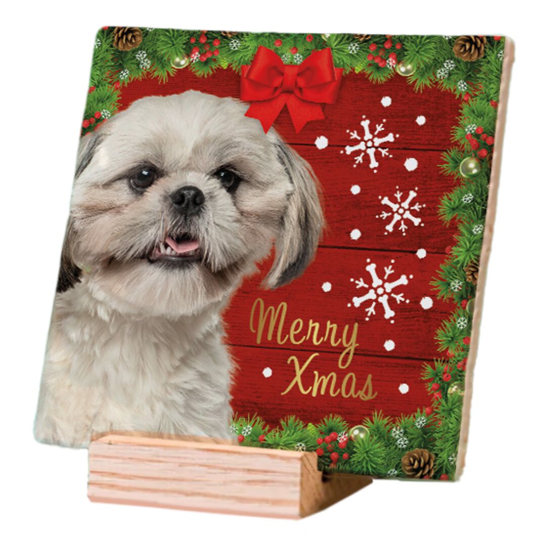 Plenty Gifts Deco Tile Xmas Shih Tzu